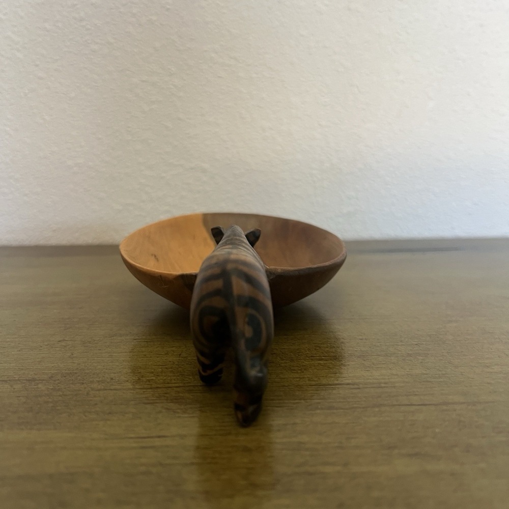 Vintage made in Kenya Hand Painted Hand Carved Wood 8" Zebra Bowl Ethnic African - Picture 5 of 8